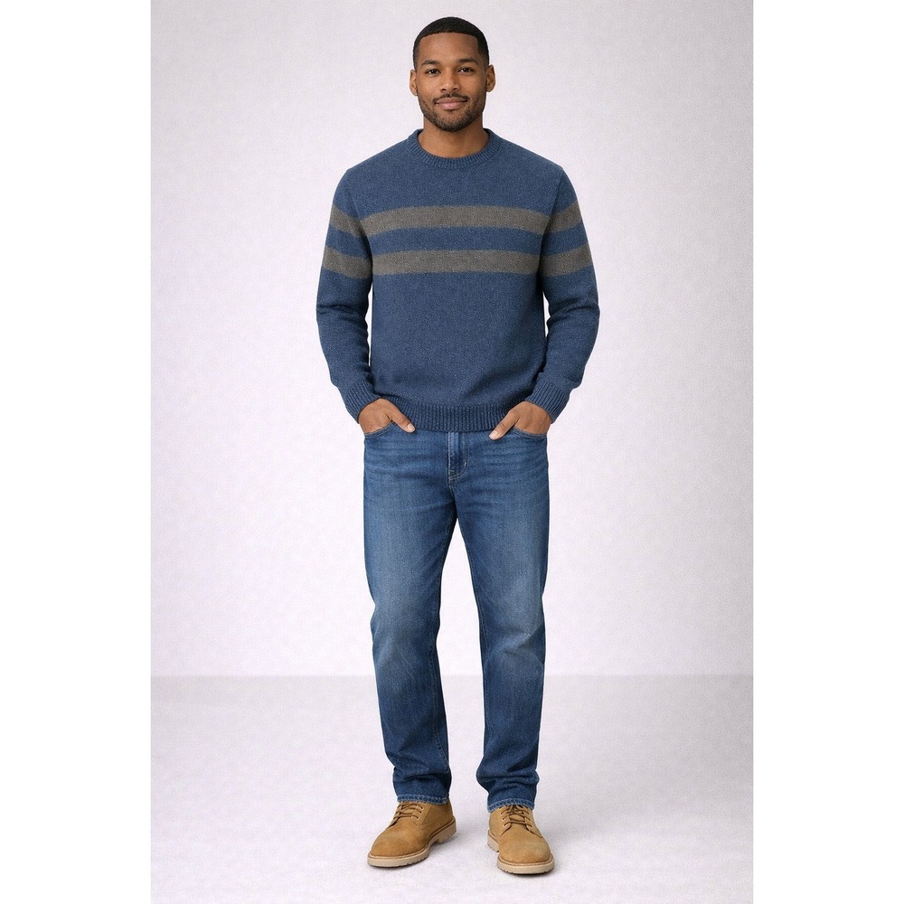 St. John's Bay Blue & Gray‎ Striped Crewneck Sweater Men's M